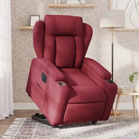 Poltrona Alzapersona Reclinabile Elettrica Rosso Vino Tessuto /