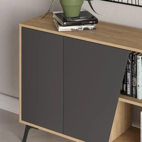 Madia 180x35x82 Cm 2 Ante Rovere 2 Ante Antracite Fiona