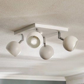 SOLLUX LIGHTING Faretto da soffitto Flame, bianco, 4 luci quadrato