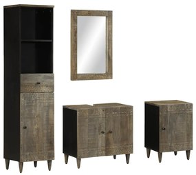 Set Mobili Da Bagno 4 Pz İn Legno Massello Di Mango /