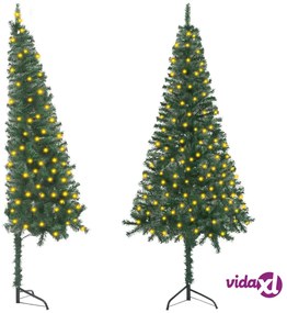 vidaXL Albero Natale Artificiale per Angolo con LED Verde 120 cm PVC