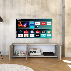 Porta TV a 3 ante ROJAS Grigio con inserto in vetro Fumč 130x40 cm