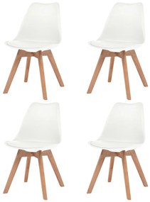 Sedie Da Pranzo 4 Pz Bianche İn Plastica /