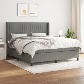 Giroletto A Molle Con Materasso Grigio Scuro 160x200 Cm Tessuto /