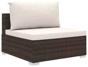 Set divani da giardino 6 pz con cuscini in polyrattan marrone