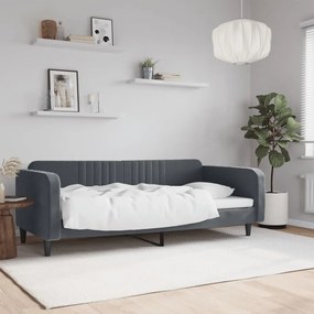 Letto Da Giorno Grigio Scuro 90x190 Cm İn Velluto /