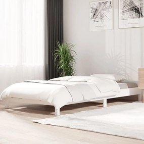 Letto Impilabile Bianco 90x190 Cm İn Legno Massello Di Pino /