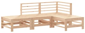 Set salotto da giardino 4 pz in legno massello di pino