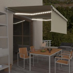 Tenda Automatica Con Parasole Sensore Vento E Led 4,5x3 M Crema /