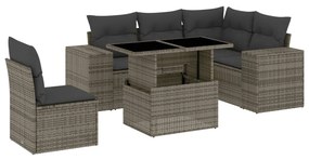 Set divano da giardino 6 pz con cuscini grigio in polyrattan