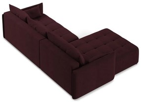 Divano angolare burgundy allungabile/con contenitore (con penisola a sinistra/con chaise lounge) Moku – Makamii