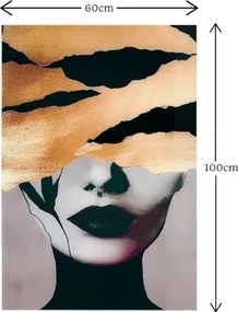 Quadro in vetro temperato 60x100 cm moderno - Donna misteriosa