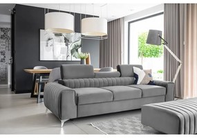 Divano grigio chiaro allungabile e rivestimento in velluto 261 cm Laurence – ELTAP