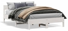 Letto Senza Materasso Bianco 140x190 Cm Legno Massello Di Pino /