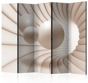 Paravento separè Palle nel tunnel II - illusione tridimensionale beige