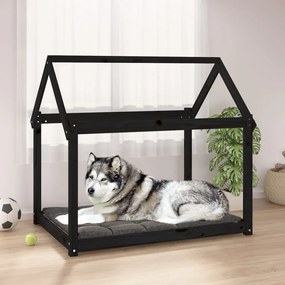 Cuccia Per Cani Nera 111x80x100 Cm İn Legno Massello Di Pino /