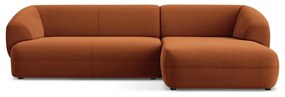 Divano angolare arancione (con penisola a destra) con rivestimento in velluto Moana – Makamii