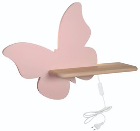 Applique LED per bambini con mensola FARFALLA LED/5W/230V rosa/legno