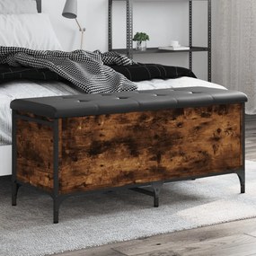 Panca Portaoggetti Rovere Fumo 102x42x45 Cm Legno Multistrato /
