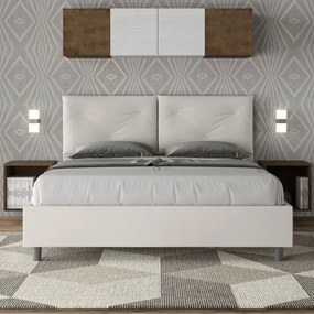 Letto senza rete imbottito 160x190 similpelle bianco Appia