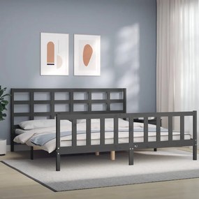 Giroletto Con Testiera Grigio 200x200 Cm İn Legno Massello /