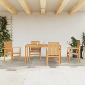 Set Da Pranzo Per Giardino 5 Pz İn Legno Massello Di Teak /