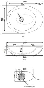 Cielo Le Giare lavabo da appoggio 60x45 senza troppopieno bianco lucido