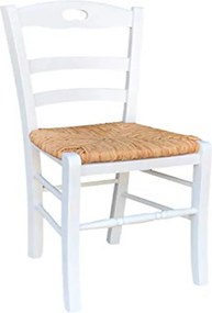 Sedia da cucina con seduta paglia LOIRE Laccato Bianco SET 2 PZ