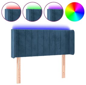 Testiera a led blu scuro 93x16x78/88 cm in velluto