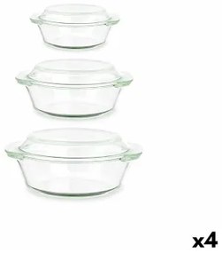 Casseruole Set Vetro Borosilicato Trasparente 700 ml 1 L 1,5 L (4 Unità)