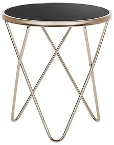 Tavolino vetro nero e oro ⌀ 50 cm MERIDIAN II Beliani