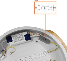 Plafoniera LED Rotonda 18W CCT Ø300mm Legno/Bianco