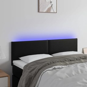 Testiera A Led Nera 144x5x78/88 Cm İn Similpelle /