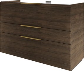 Mobile da bagno a terra L 120 x H 84 x P 48 cm noce, 3 cassetti SENSEA Neo Line, Maniglie acquistabili separatamente