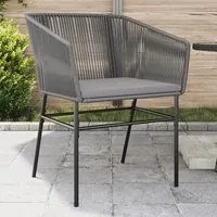 Sedie da Giardino 2 pz con Cuscini Grigio in Polyrattan 369104