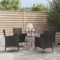 Set Bistr da Giardino 5 pz con Cuscini in Polyrattan Nero 3187427