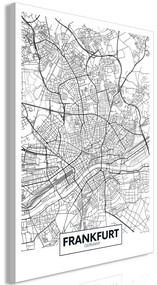 Quadro Map of Frankfurt (1 Part) Vertical  Colore bianco e nero, Dimensioni e Misure 60x90