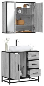 Set Mobili Da Bagno 2 Pz Grigio Sonoma İn Legno Multistrato /