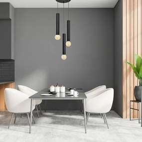 Lampadario a sospensione con filo TUBA 3xE27/15W/230V nero