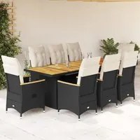 Set Bistr da Giardino 9 pz con Cuscini in Polyrattan Nero 3277249