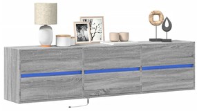 Mobile Tv A Parete Con Led Grigio Sonoma 180x31x45 Cm /