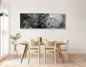 Stampa su tela – Mandala floreale in bianco e nero