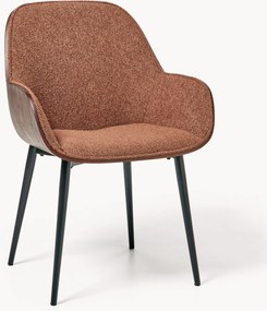 Sedia imbottita in bouclé con braccioli Henrik