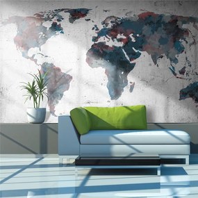 Fotomurale  World map on the wall  Colore Grigio, Dimensioni e Misure 450x270