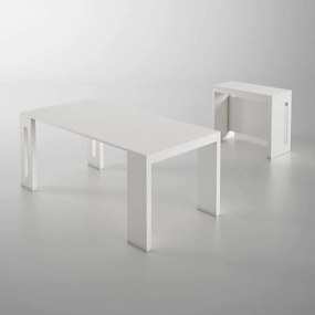 Tavolo consolle 80x44/186 cm in legno bianco con guide in alluminio - Extè