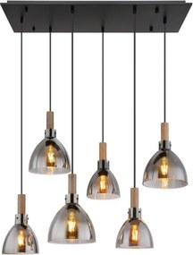 Globo 15550-6H - Lampadario sospeso MATTEA 6xE27/6W/230V nero/fumé