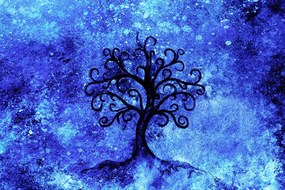 Carta da parati – Albero della vita su sfondo blu