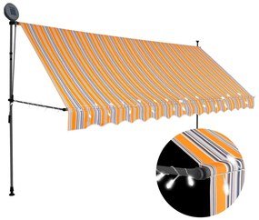 Tenda da Sole Retrattile Manuale con LED 400 cm Gialla e Blu