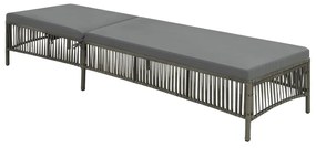 Lettino Prendisole Con Cuscino İn Polyrattan Grigio /