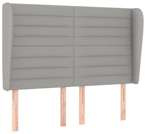 Testiera Ad Orecchio Grigio Chiaro 147x23x118/128 Cm İn Tessuto /